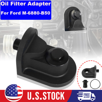 For Ford M-6880-B50 90 Degree Billet Aluminum Engine Oil Filter Adapter & O-ring