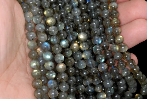 7-8 MM SCHÖNHEIT LABRADORIT EDELSTEIN RUND KLASSE A LOSE PERLEN 7 Zoll - Bild 2 von 4