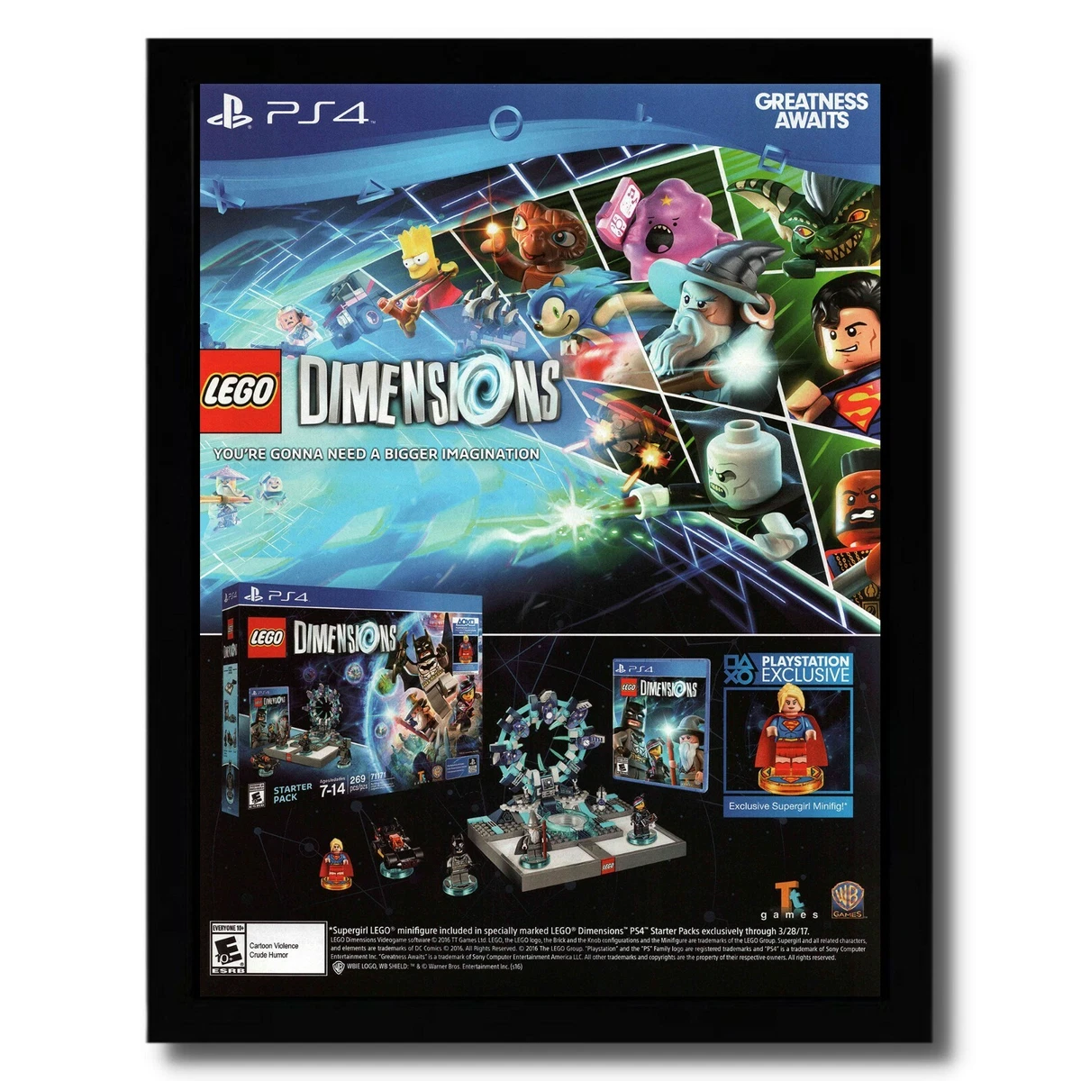 2016 LEGO Dimensions Starter Pack Framed Print Ad Poster PS4 Xbox