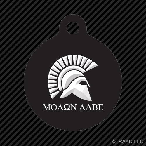 Molon Labe Keychain Round with Tab dog engraved many colors spartans #3 - Picture 1 of 11