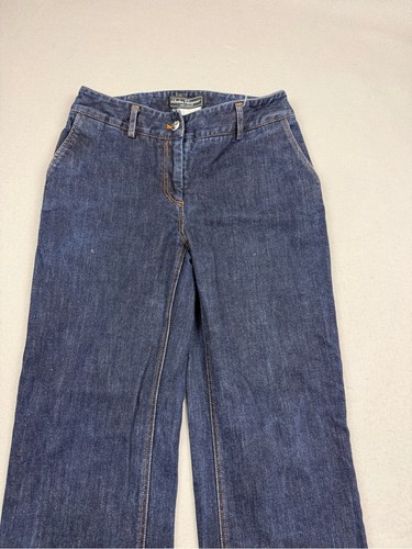Salvatore Ferragamo Designer Luxury Dark Wash Wide Leg Fit Jeans EU Size 40