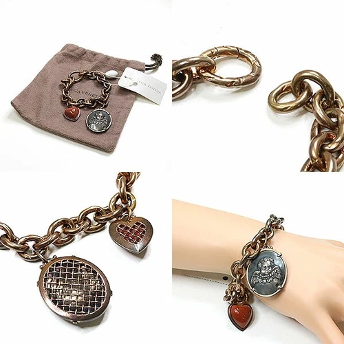 Bottega Veneta Bracciale Catena in Ottone 18 5 cm Oro Marrone Cuore Angelo