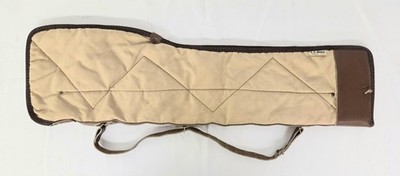 RARE  L.L. BEAN  LEATHER & CANVAS TAKEDOWN SHOTGUN/ RIFLE CASE KHAKI BROWN 33''