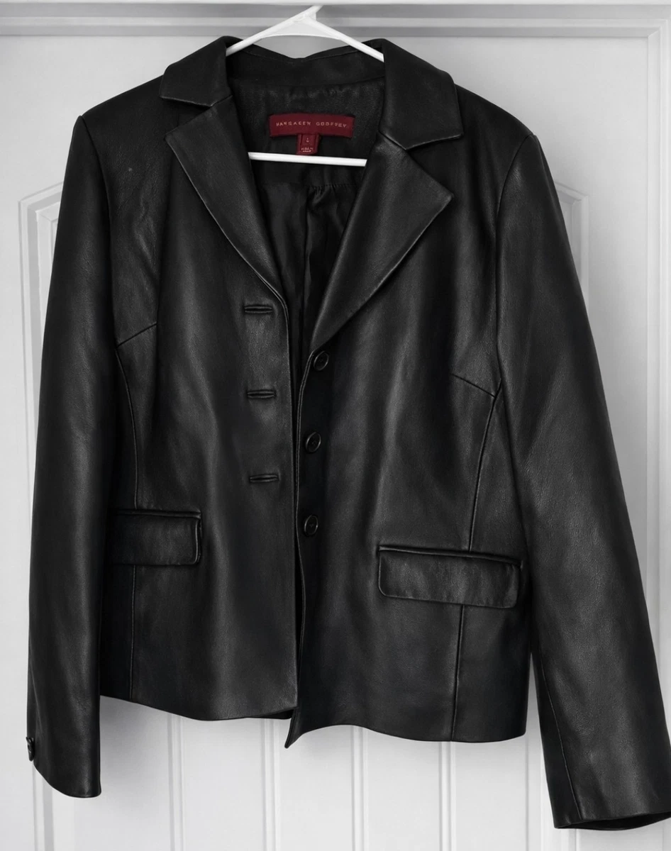 Veste En Cuir Daim Marron Margaret Godfrey - Taille 10P (petite), Vintage, Très Bon état