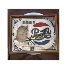 Rare Vintage 70s Drink Pepsi Cola Always Delicious Mirror Wall Clock Works