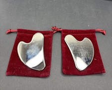 2 Stainless Steel Gua Sha Tool for Face  Body Massage with Travel Pouch