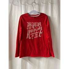 Cat Jack M 7/8 long sleeved red holiday theme girl's shirt