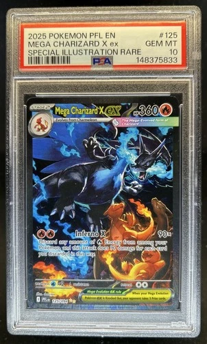 2025 Pokemon PFL Mega Charizard X ex Special Illustration Rare #125/094 PSA 10