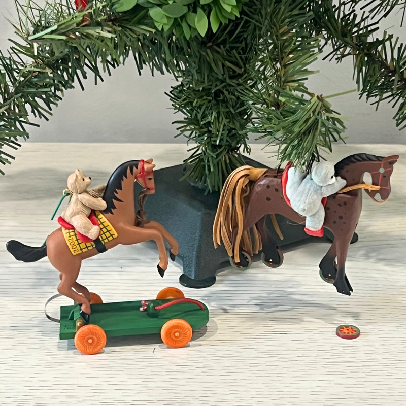 Lot of 2 A Pony For Christmas Hallmark Ornaments 4th 5th In Series 2001 2002