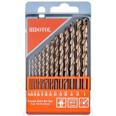 13 PCS Cobalt Drill Bit Set M35 HSS Twist Drill Bits 1/16''-1/4'' for Hardened Met
