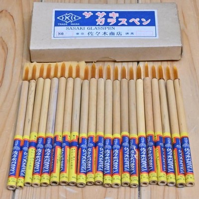 Sasaki Glass Dip Pen Set 21pc Extra Fine Nib Orange Lettering No.101 Unused