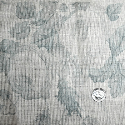 Mark Alexander YORK   GRISAILLE Blue-Grey 100% Linen Print Fabric LARGE REMNANT