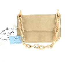 Vintage  PRADA Chunky Chain Beige Leather Shoulder Bag. NFV6961