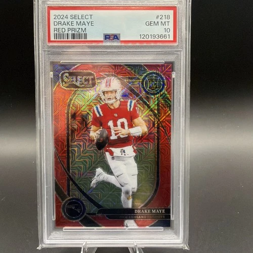 2024 Select Drake Maye Red Prizm RC #218 PSA 10 GEM MINT /49 – Elite Rookie QB