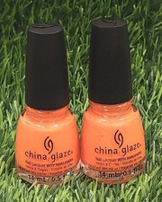 China Glaze Nail Lacquer  Polish  W Hardeners 1722 Takes Two To Mango ~ 2 pcs