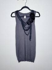 Nanette Lepore Merino Wool Sleeveless Black Fitted Knit Sweater Dress Small H
