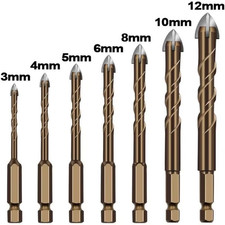 Masonry Drill Bits Hex Shank 3-12mm for Glass, Tile, Brick, Wood, Concrete