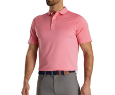 71 FootJoy Men's Engineered Pin Stripe Lisle Polo - Azalea/White - Medium - New