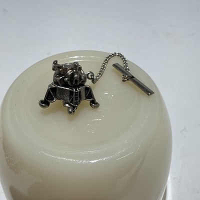 Vintage Apollo Lunar Landing Module Silver Tone Tie Tack w/ Chain Space Pin
