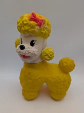 The Sun Rubber Dog Toy Figure Yellow Squeaks 11 Inch Vintage