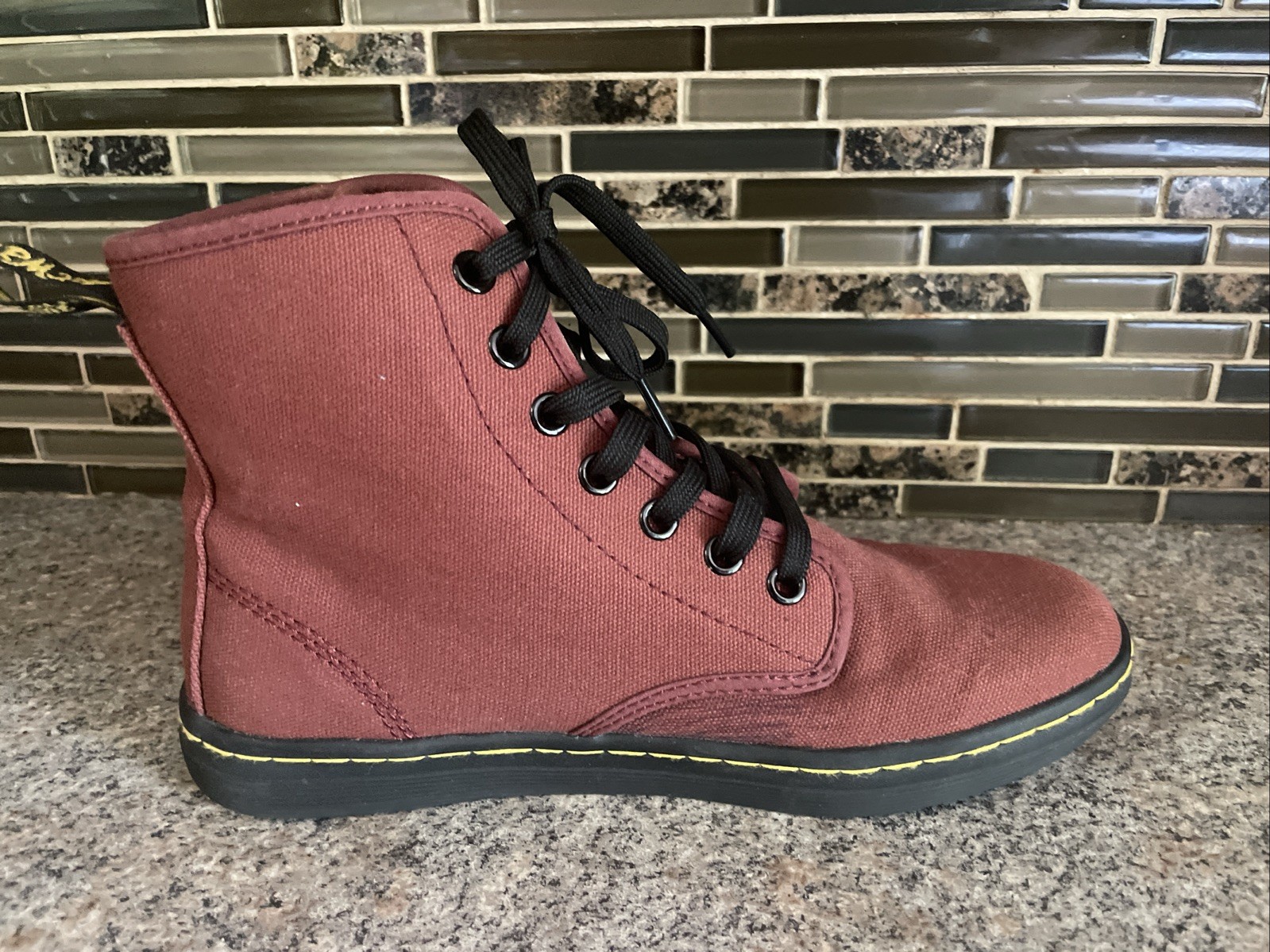 Doc Dr. Martens Shoreditch Oxblood Canvas Boots Women's Size 6 US Personalized thumbnail 3