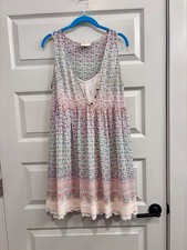 Anthropologie Maeve Dress Floral Flower Pattern Multicolor Pink Print Boho Lace