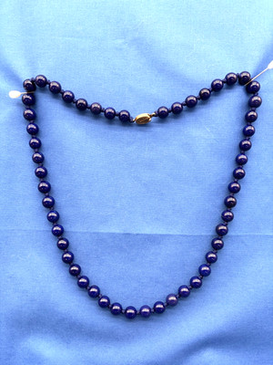 Antique Czech Cobalt Blue Glass Bead Necklace