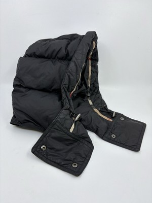 Burberry Black Goose Down Puffer Plaid Detachable Hood ONLY 