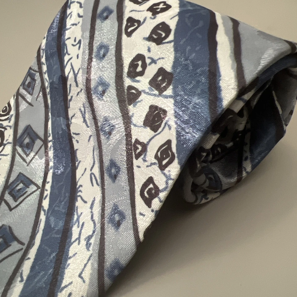 Corbata Adolfo Multicolor Abstracta Y2K Hombre Vintage Geométrica Azul Gris Foto 2 de 4