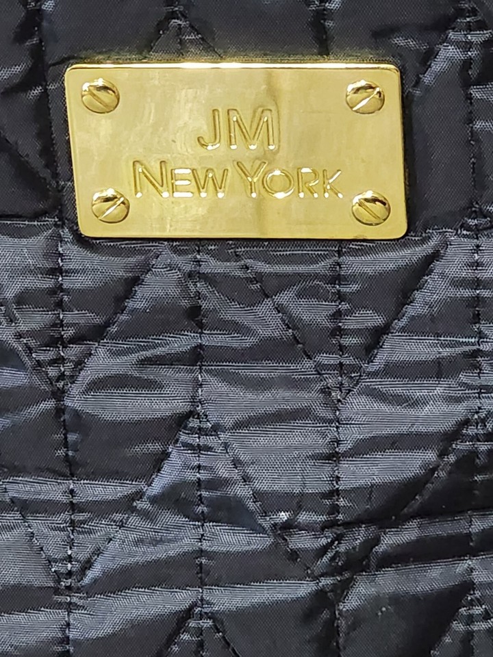 JM New York Designer Wheeled Duffle Bag Carry On Luggage Black, Quilted