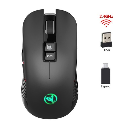 Wireless Rechargeable Gaming Mouse with Mute Illuminated Ergonomic up to 3600dpi - Picture 2 of 10