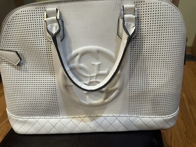 Authentic Guess White Korry Zip Up w/Inside Pockets Handbag