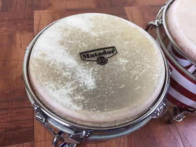LP Matador Wood Bongos - Puerto Rico Flag Design Chrome Hardware