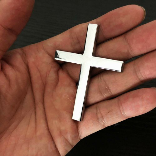 3D Chrome Metal Cross Crucifix Car Trunk Side Fender Emblem Badge Decal Sticker - Picture 1 of 4