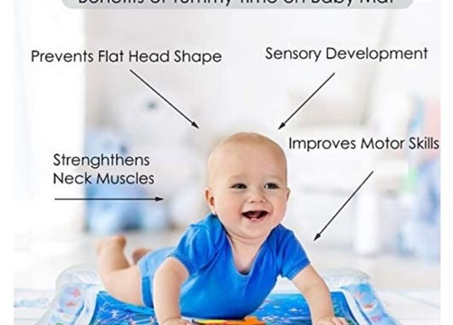 New Splashing Kids Inflatable Tummy Time Premium Water Mat Infant Distressed Box - Picture 6 of 8