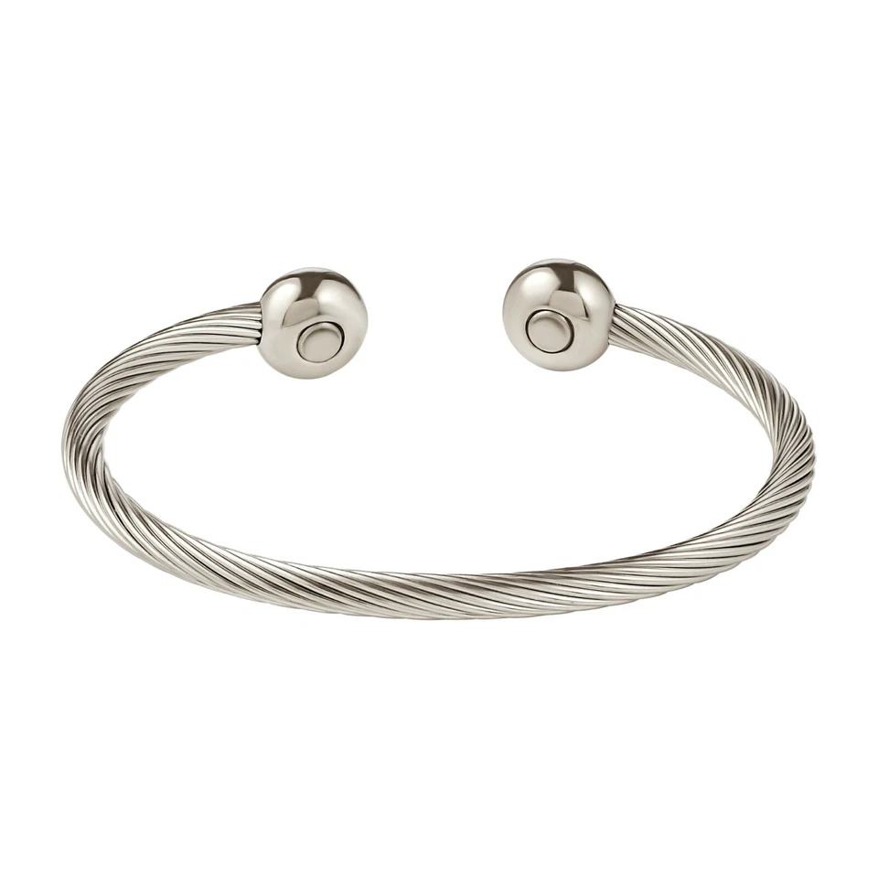 New Magnetic Bracelet High Power Pain Magnets Stainless Steel Wire Silver End - Image 3 of 4