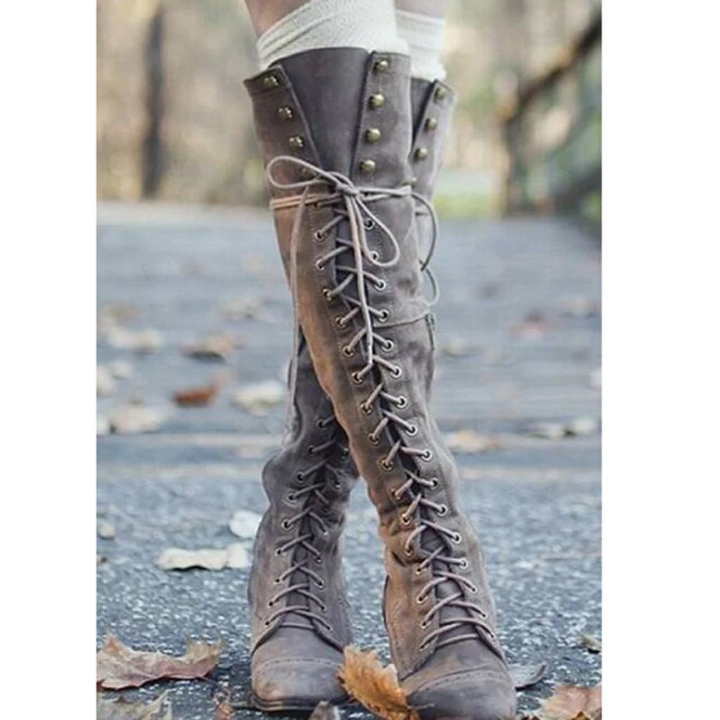 Over the knee lace up store combat boots