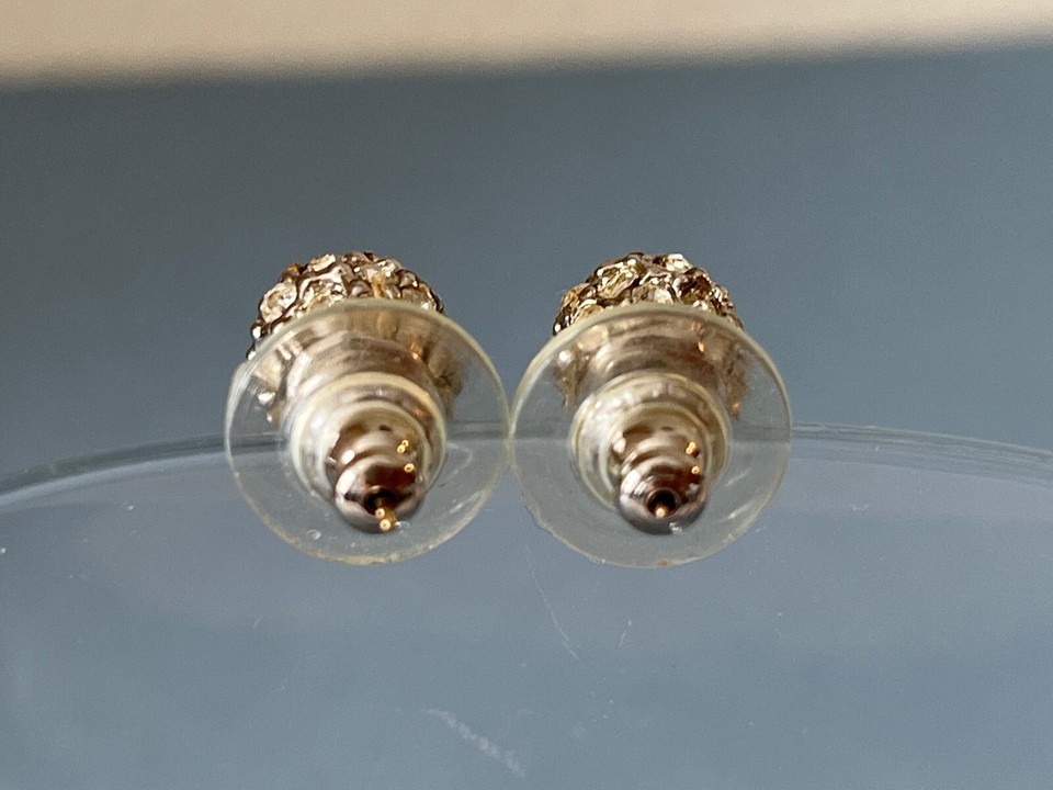 Vintage Crystal Rhinestone Round Ball Statement Stud Post Earrings | eBay