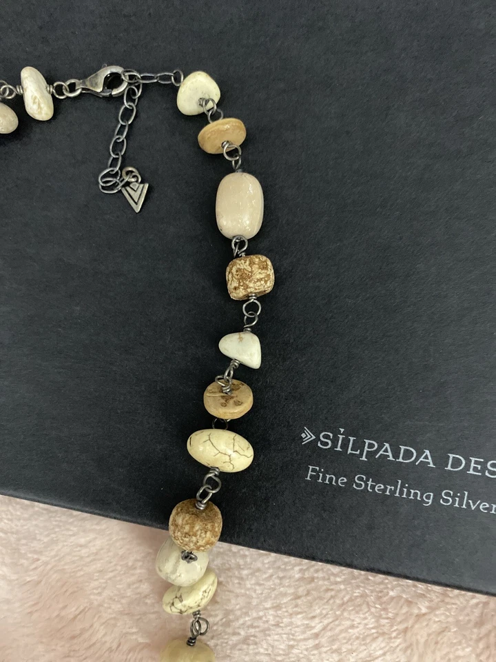 Hermoso Collar Silpada Multi Piedras Blancas y Marrones Nuevo En Caja Foto 3 de 4