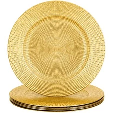 13" Glitter Gold Charger Plates Shiny Square Grid Chargers for Dinner Plates ...