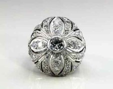 Unique art deco style Round cut cubic zirconia fancy engagement Ring in silver