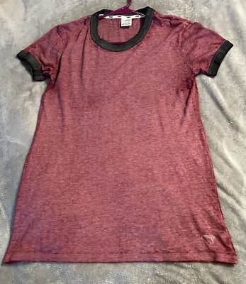 victoria secret pink t shirt small. maroon/gray