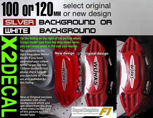 Brake Caliper decal sticker fit John Cooper S Larger 100m & 120mm sizes front x2 - 第 1/2 張圖片
