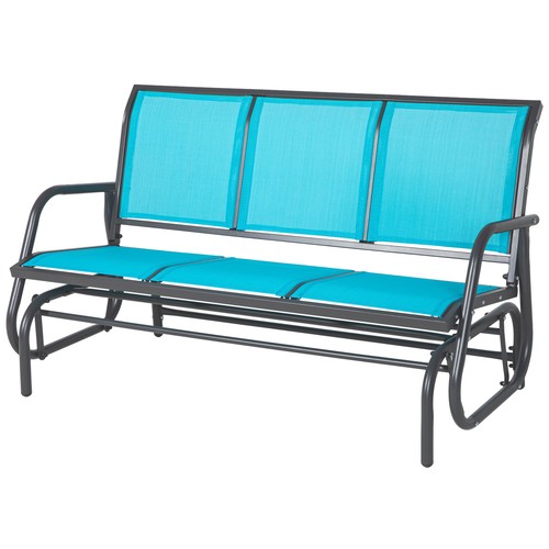 3-Person Outdoor Patio Glider Porch Swing Bench Yard with Breathable Mesh Fabric
