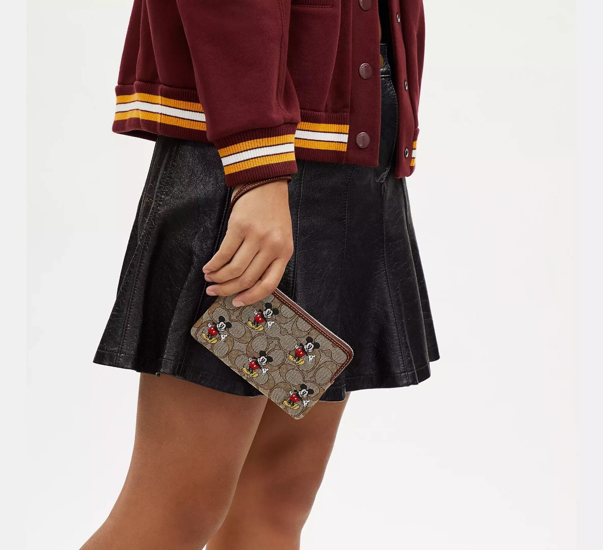Disney X Coach Corner Zip Wristlet With Mickey Mouse Print