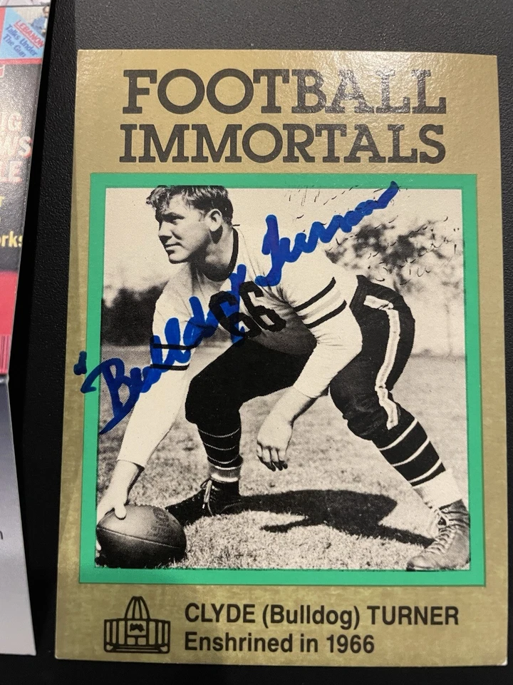 Clyde Bulldog Turner Signed 1985 Football Immortals Autograph Card HOF Bears JSA - Image 2 of 4