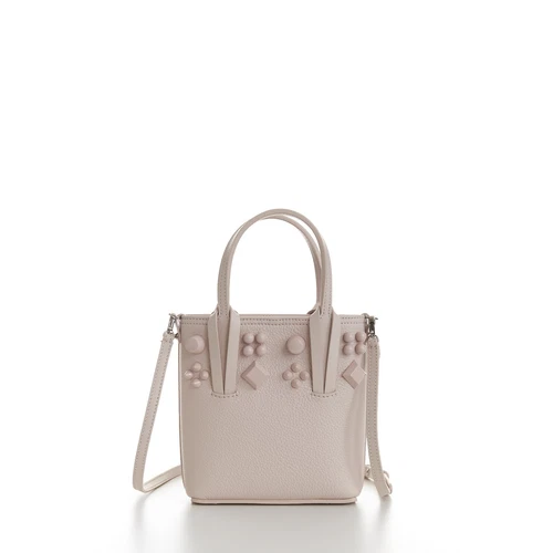 CHRISTIAN LOUBOUTIN 1390$ Cabata N/S Mini Bag - Milk White Leather, Spikes