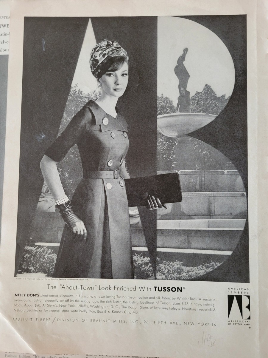 1962 Womens Nelly Don Dress about town look Vintage Fashion ad AS IS