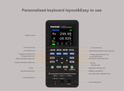 LCR Meter L/C/R/Z/X/D/Q/θ/ESR 100-100KHz 2.8'' TFTLCD Li-battery