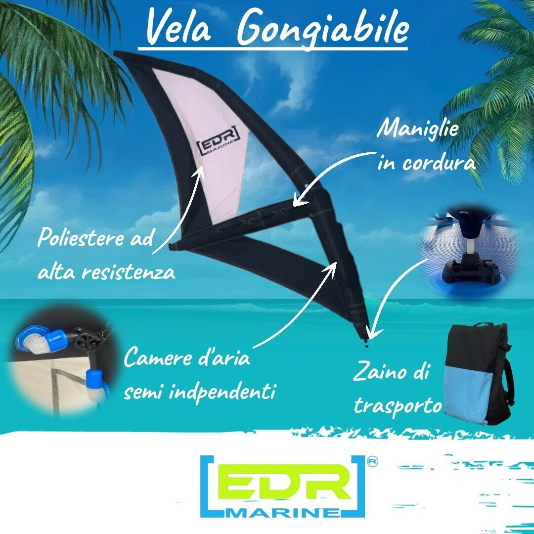 SAIL SUP - Vela gonfiabile per Sup/windsurf con zaino di trasporto